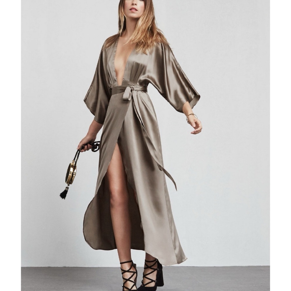 Reformation Hedi Silk Maxi Dress Gray Purple Small